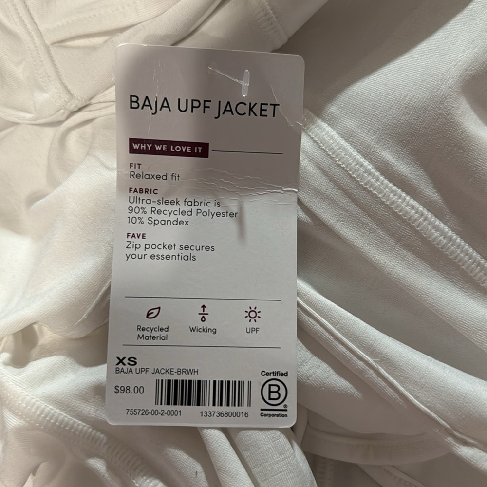 NWT Athleta Baja UPF Jacket | Bright White - Picture 5 of 5
